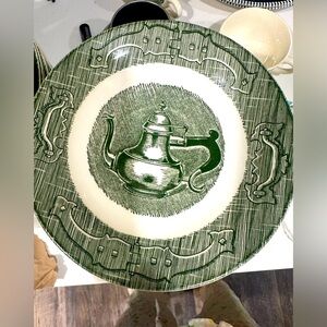 Set of 4 Rare Transferware 1940s Old Curiosity Shop Green Rare!!